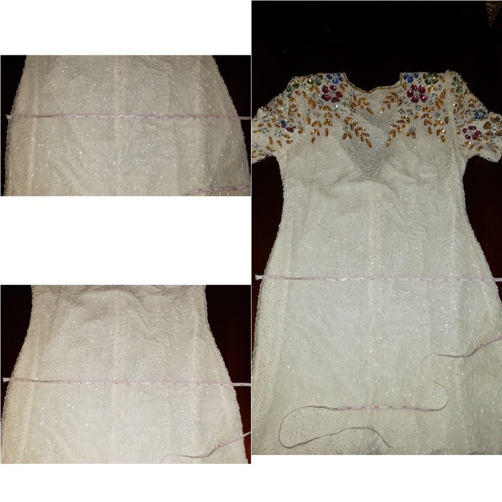 Vintage Eve's Allure Sequin Beaded Silk Dress Lrg - Picture 8 of 8